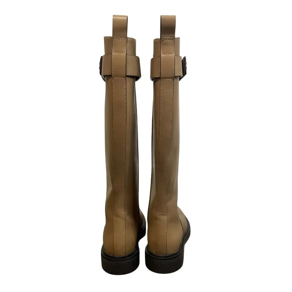 Tory Burch Women’s Double T Utility Logan Boot Tall Riding Leather Size 6.5